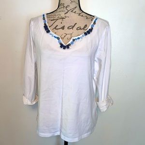 🔹Ruby Rd Beaded Neck Accent Top🔹